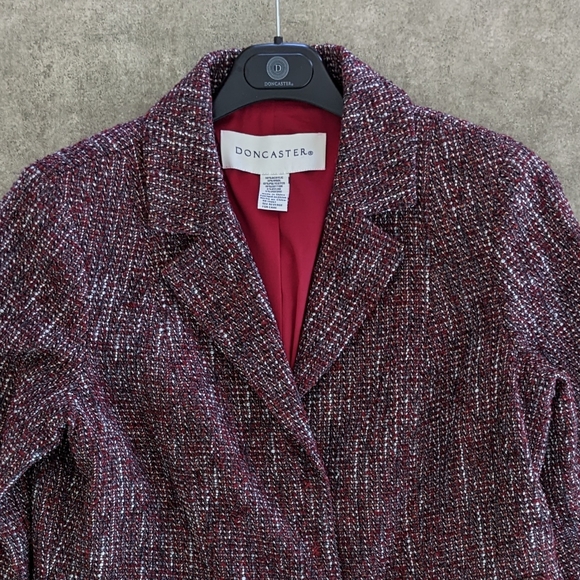 Doncaster tweed career blazer jacket, burgundy, size 10 - Picture 4 of 16